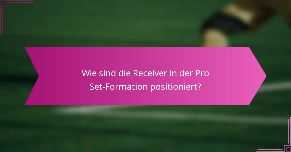 Wie sind die Receiver in der Pro Set-Formation positioniert?